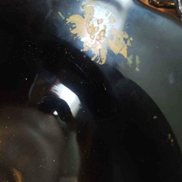 Vintage Black Glass 3 Footed Bowl and Serving Platter - Picture 10 of 10